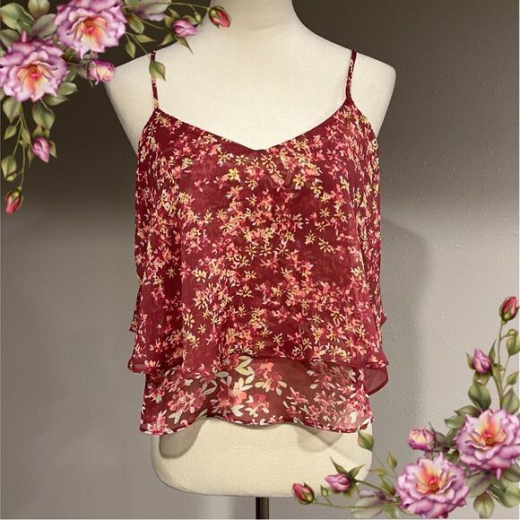Slightly sheet floral crop top with straps - Picture 1 of 14